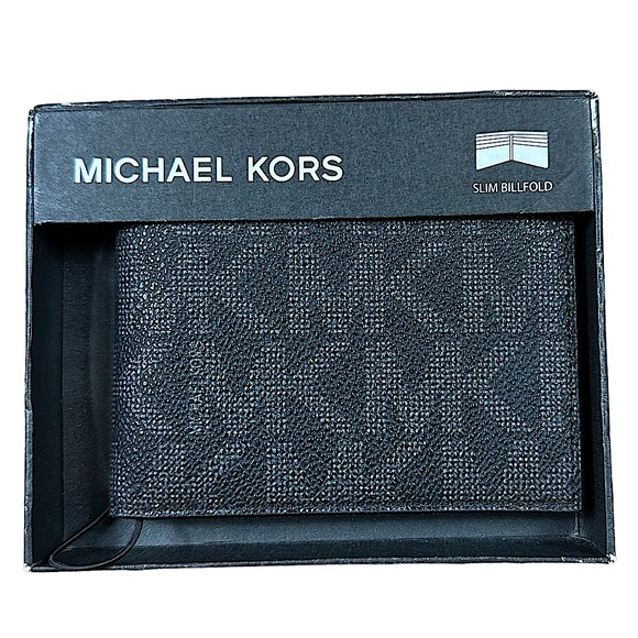MICHAEL KORS: NWTMen`s Jet Set Slim Billfold Leather Wallet with Gift Box